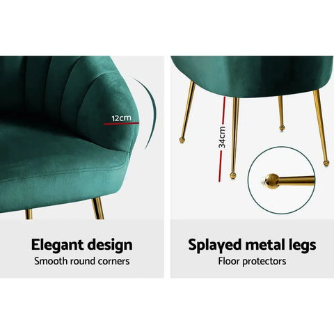 Artiss Armchair Velvet Green Eloise - Chez Guru