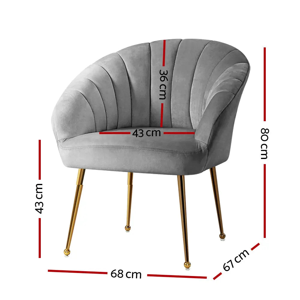 Artiss Armchair Velvet Grey Eloise - Chez Guru