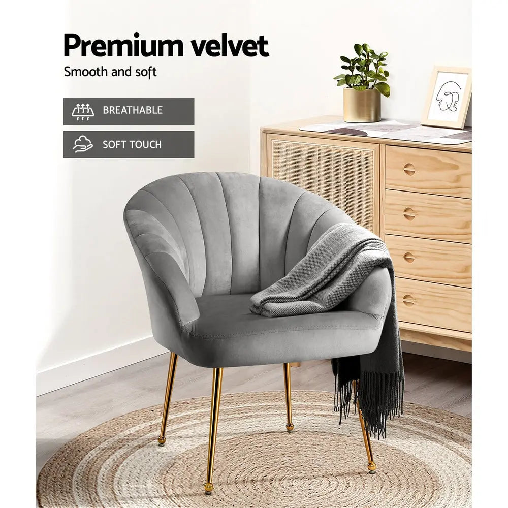 Artiss Armchair Velvet Grey Eloise - Chez Guru