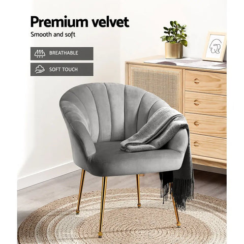 Artiss Armchair Velvet Grey Eloise - Chez Guru