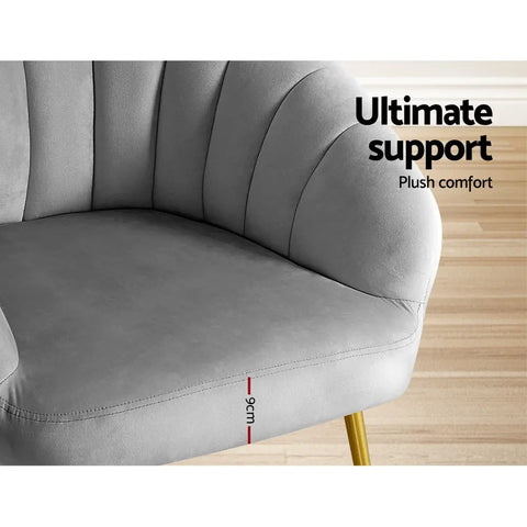 Artiss Armchair Velvet Grey Eloise - Chez Guru