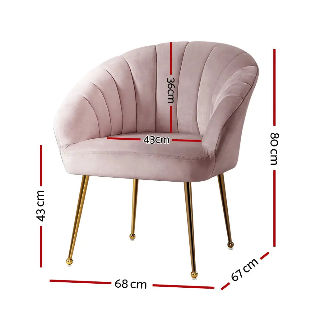 Artiss Armchair Velvet Pink Eloise - Chez Guru