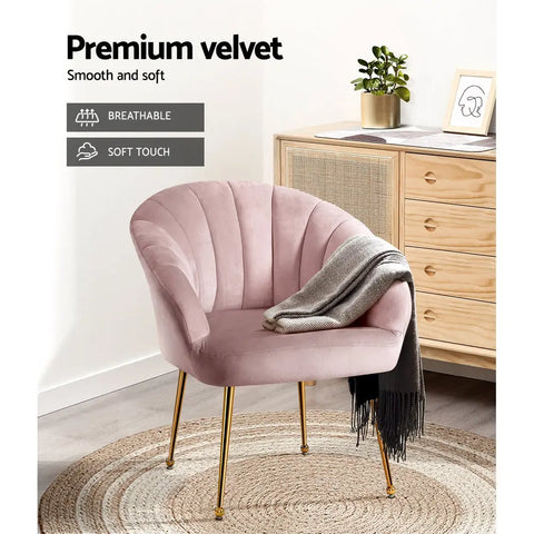 Artiss Armchair Velvet Pink Eloise - Chez Guru