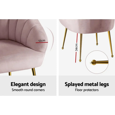 Artiss Armchair Velvet Pink Eloise - Chez Guru