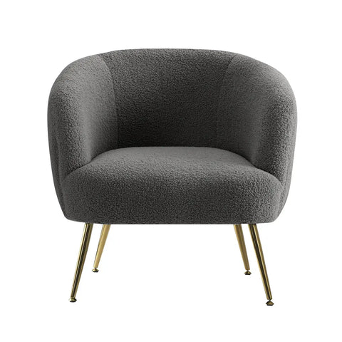 Artiss Armchair Lounge Chair Accent Chairs Arm Armchairs Sherpa Boucle Charcoal - Chez Guru