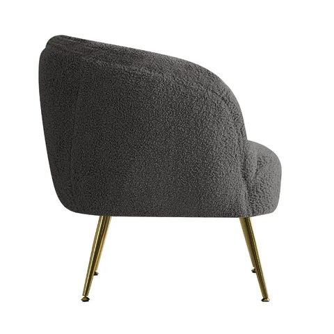 Artiss Armchair Lounge Chair Accent Chairs Arm Armchairs Sherpa Boucle Charcoal - Chez Guru