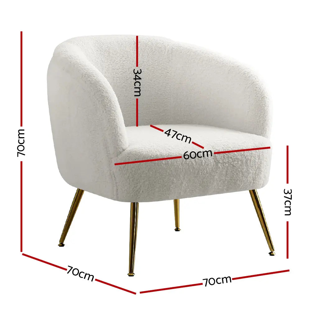 Artiss Armchair Lounge Chair Accent Chairs Armchairs Sherpa Boucle Sofa White - Chez Guru
