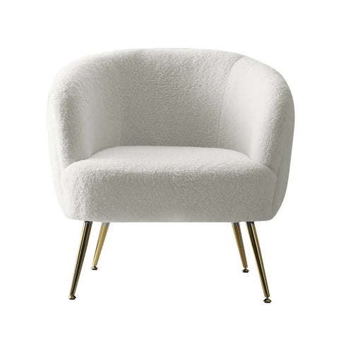 Artiss Armchair Lounge Chair Accent Chairs Armchairs Sherpa Boucle Sofa White - Chez Guru
