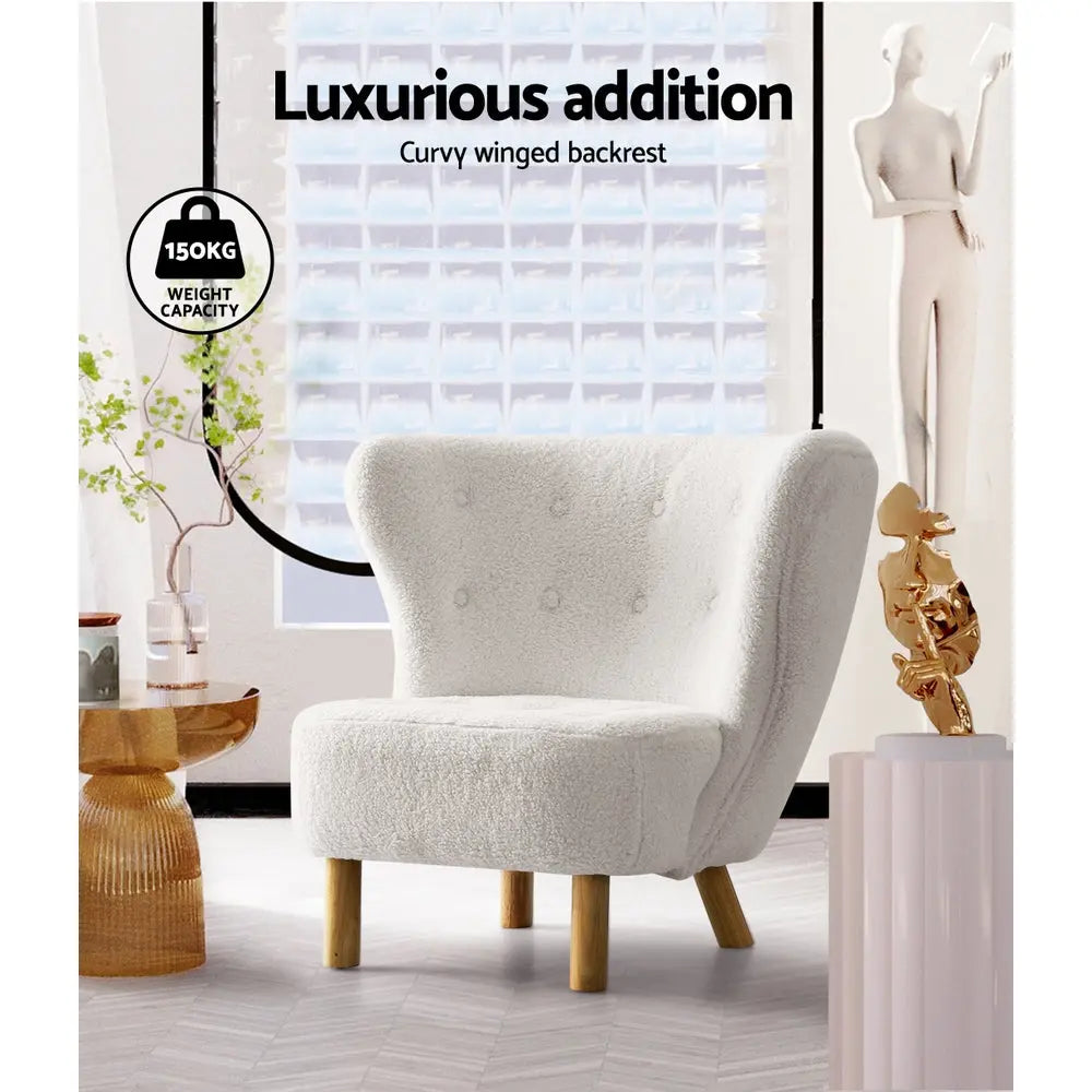 Artiss Armchair Lounge Accent Chair Armchairs Couch Chairs Sofa Bedroom White - Chez Guru
