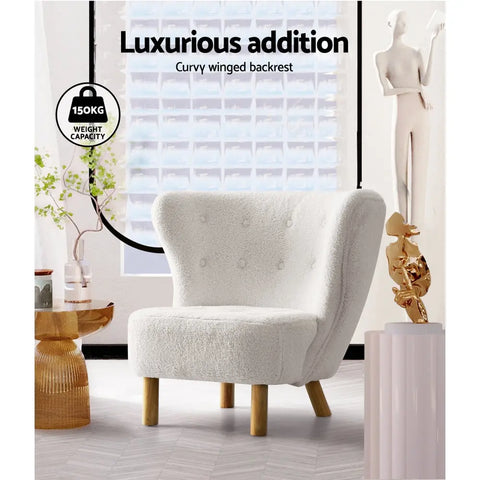 Artiss Armchair Lounge Accent Chair Armchairs Couch Chairs Sofa Bedroom White - Chez Guru