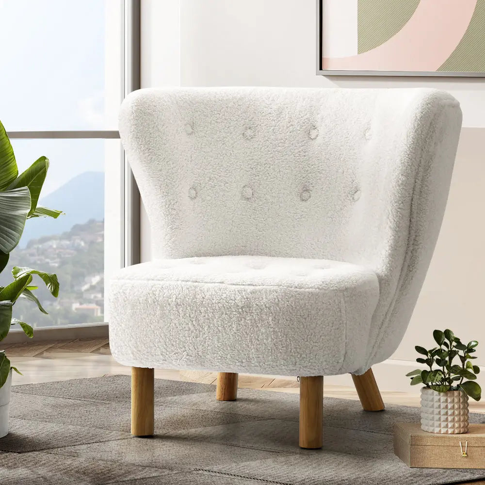 Artiss Armchair Lounge Accent Chair Armchairs Couch Chairs Sofa Bedroom White - Chez Guru
