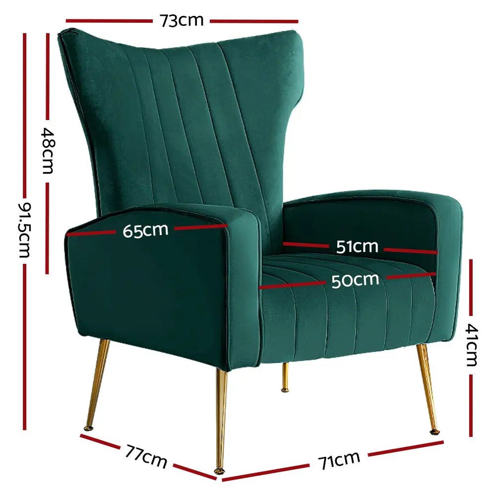 Artiss Armchair Green Velvet Kate - Chez Guru