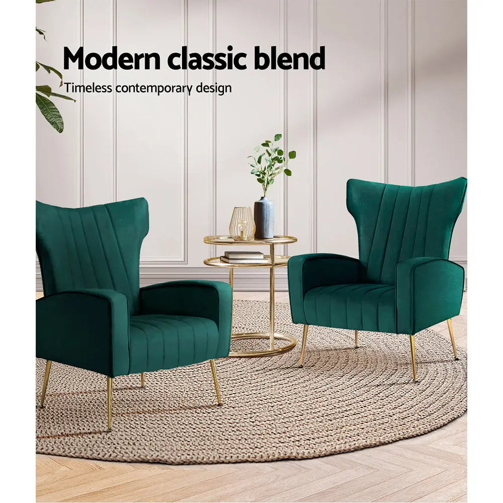 Artiss Armchair Green Velvet Kate - Chez Guru
