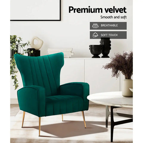 Artiss Armchair Green Velvet Kate - Chez Guru