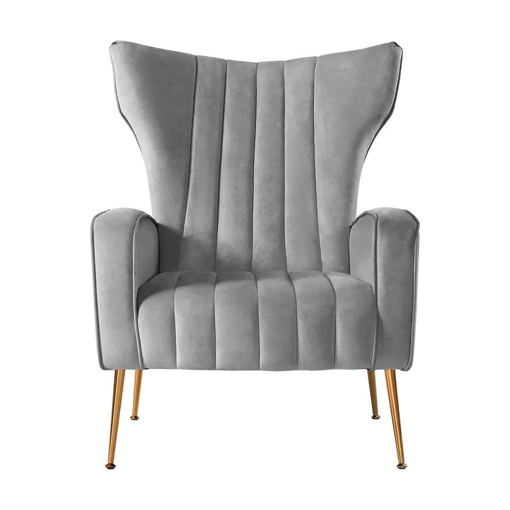 Artiss Armchair Grey Velvet Kate - Chez Guru