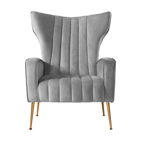 Artiss Armchair Grey Velvet Kate - Chez Guru