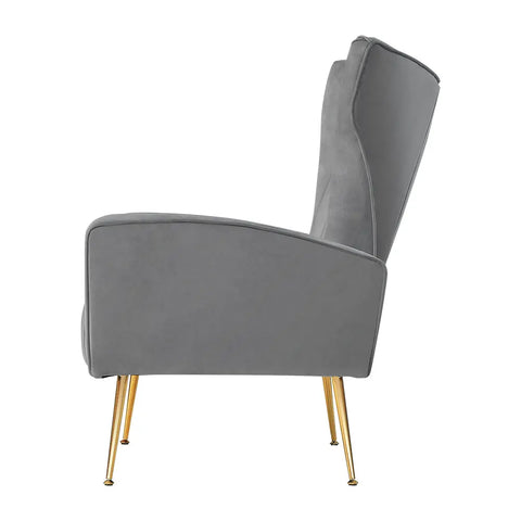 Artiss Armchair Grey Velvet Kate - Chez Guru