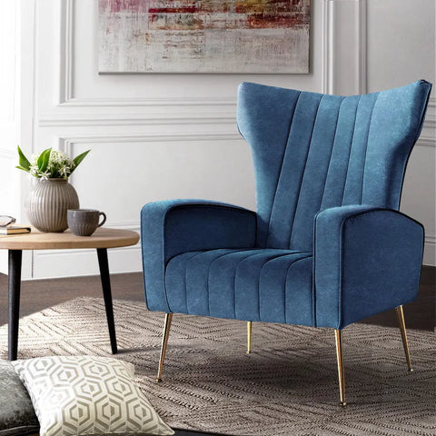 Artiss Armchair Navy Velvet Kate - Chez Guru