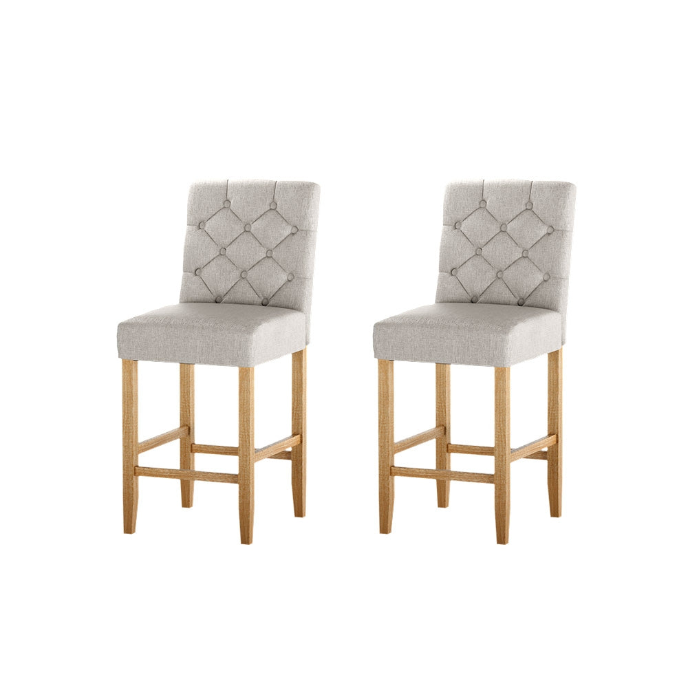 Artiss 2x Bar Stools Linen Upholstered Chairs Chez Guru