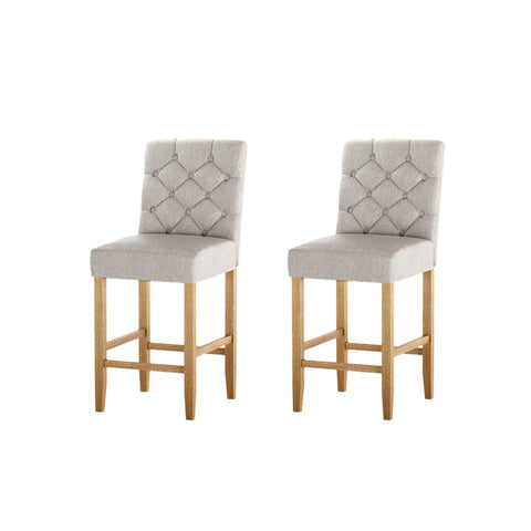 Artiss 2x Bar Stools Linen Upholstered Chairs Chez Guru
