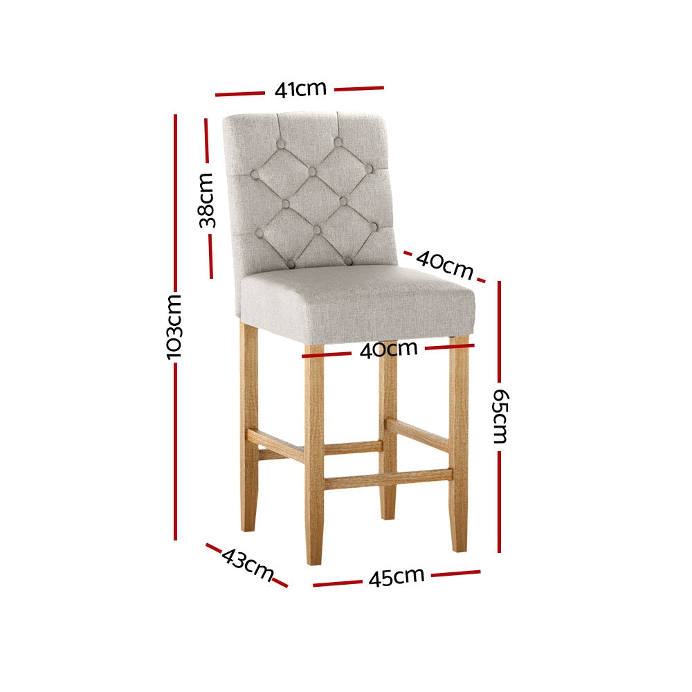 Artiss 2x Bar Stools Linen Upholstered Chairs Chez Guru