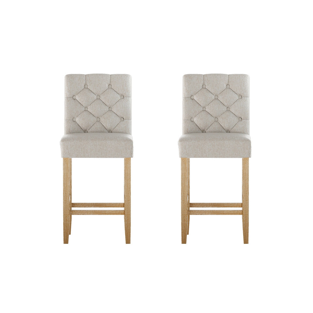 Artiss 2x Bar Stools Linen Upholstered Chairs Chez Guru