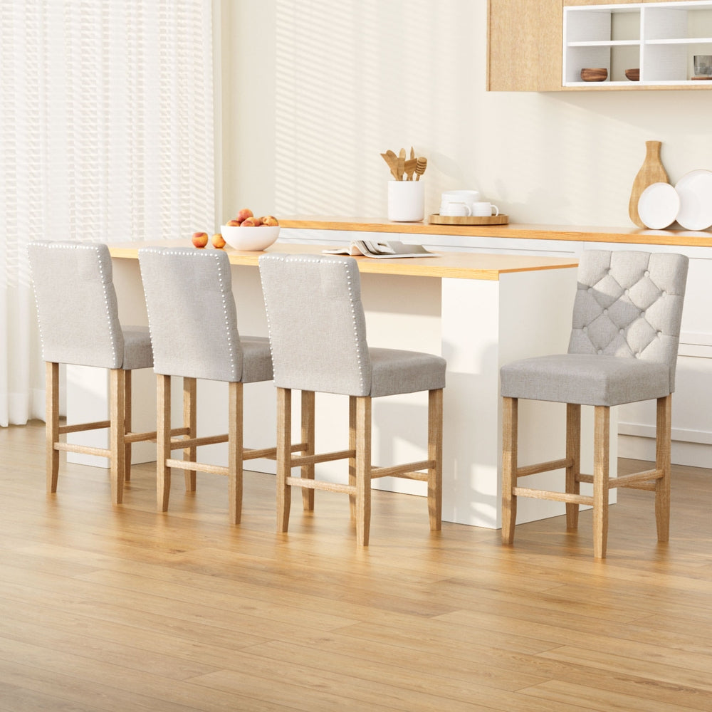 Artiss 4x Bar Stools Linen Upholstered Chairs Chez Guru