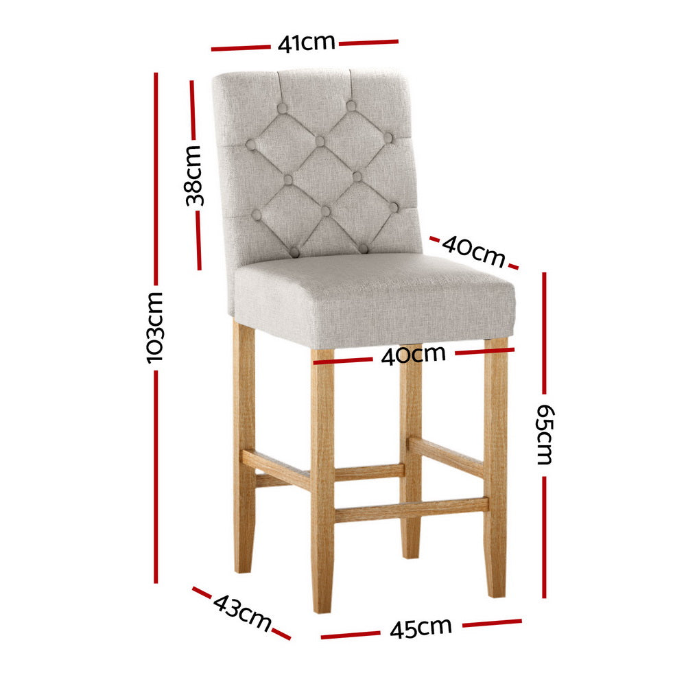 Artiss 4x Bar Stools Linen Upholstered Chairs Chez Guru