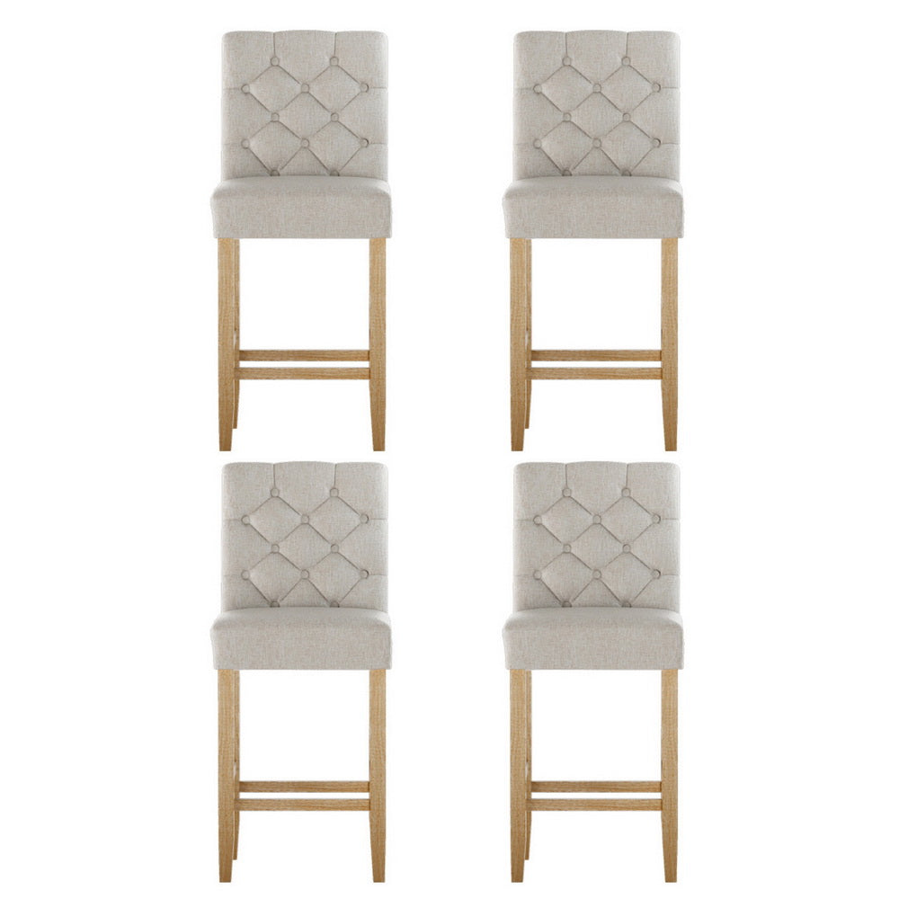Artiss 4x Bar Stools Linen Upholstered Chairs Chez Guru