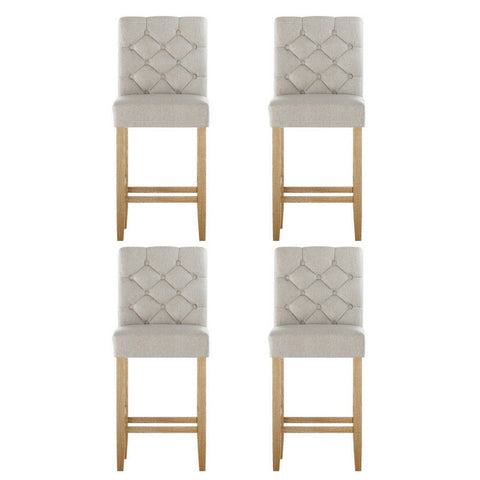 Artiss 4x Bar Stools Linen Upholstered Chairs Chez Guru