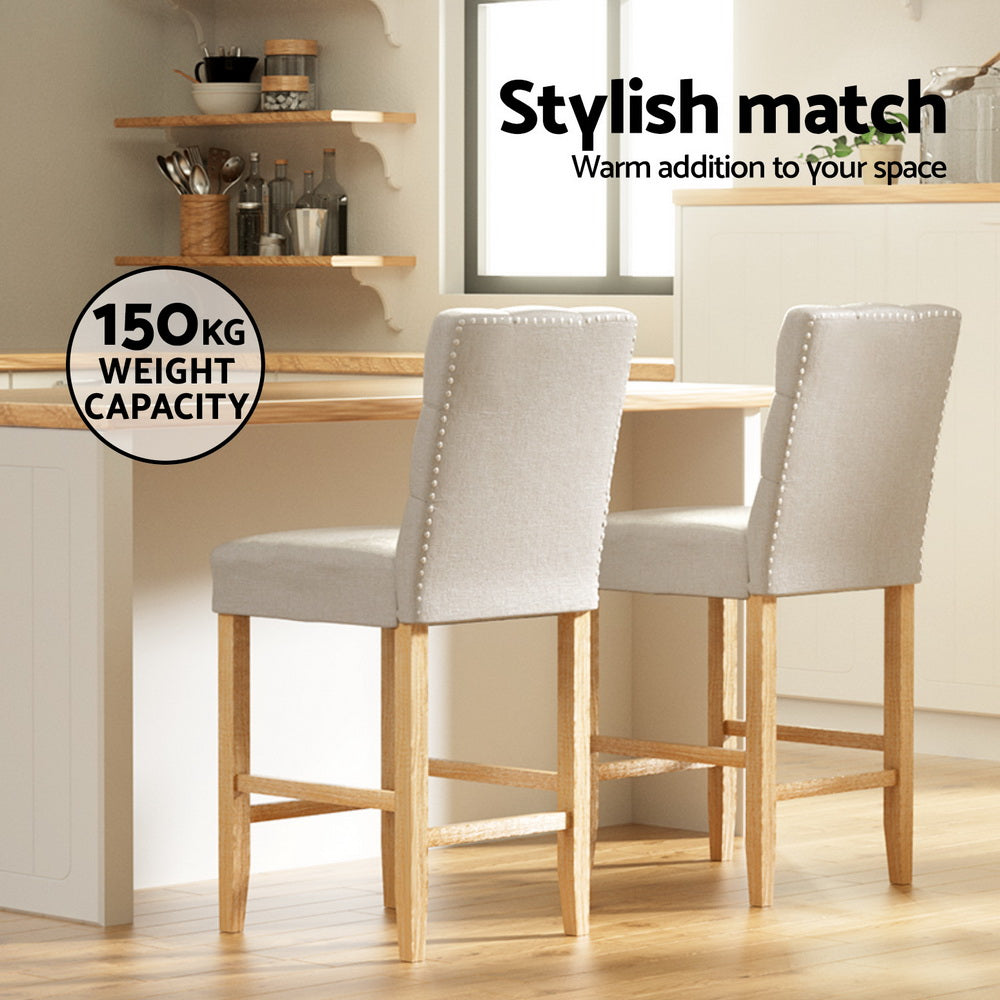 Artiss 4x Bar Stools Linen Upholstered Chairs Chez Guru