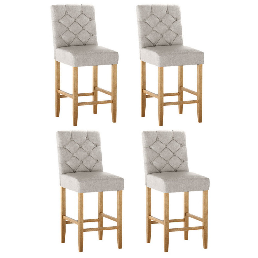 Artiss 4x Bar Stools Linen Upholstered Chairs Chez Guru