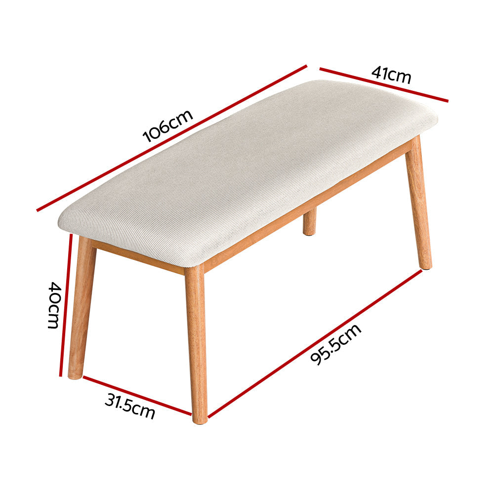 Artiss Dining Bench Upholstery Seat Wooden Chair 106cm Chez Guru