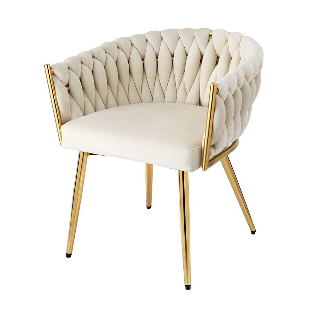 1 Artiss Dining Chair Velvet Armchair Beige Chez Guru