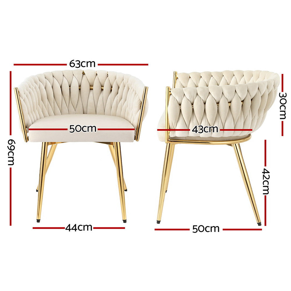 1 Artiss Dining Chair Velvet Armchair Beige Chez Guru