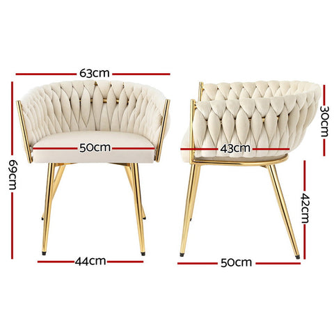1 Artiss Dining Chair Velvet Armchair Beige Chez Guru