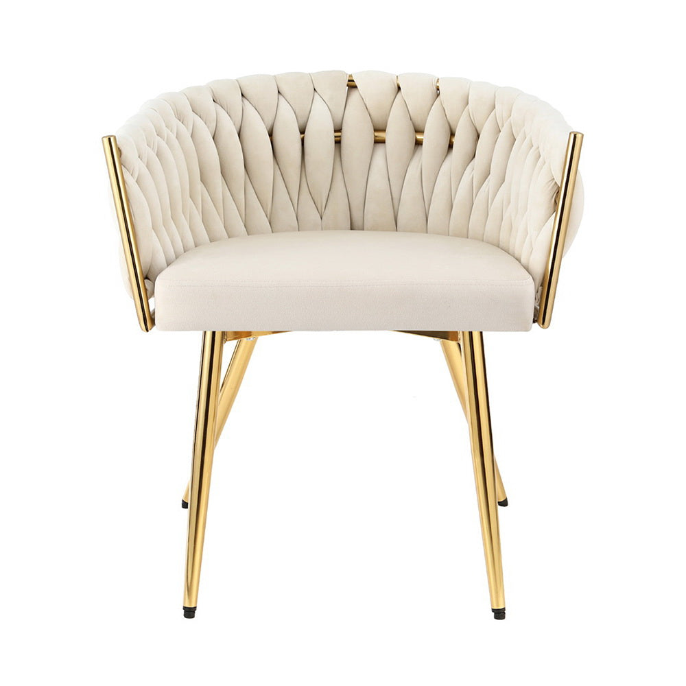 1 Artiss Dining Chair Velvet Armchair Beige Chez Guru