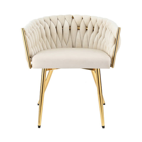 1 Artiss Dining Chair Velvet Armchair Beige Chez Guru