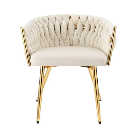 1 Set of 2 Artiss Dining Chairs Velvet Armchair Beige Chez Guru
