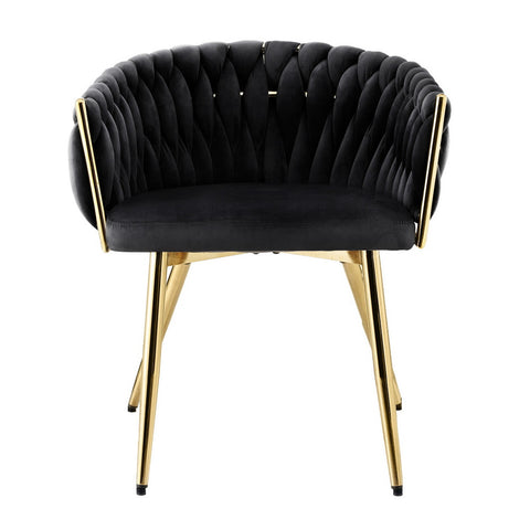 Artiss 1x Dining Chair Armchair Cafe Kitchen Lounge Chairs Velvet Weaving Black