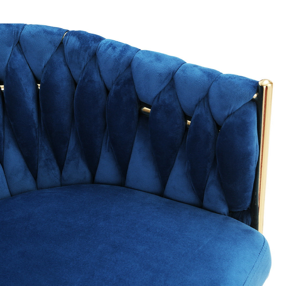 Artiss Dining Chair Velvet Weaving Armchair Blue Chez Guru