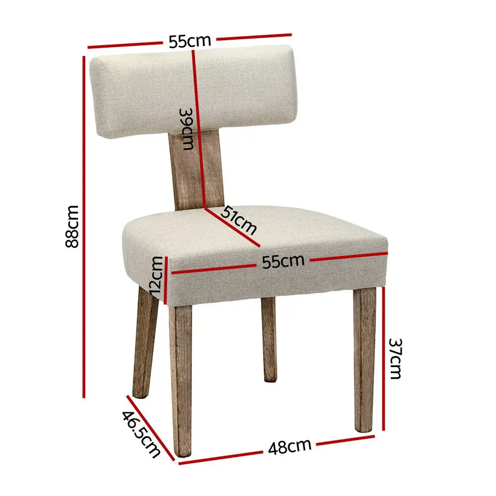 Artiss Dining Chairs Set of 2 Linen Fabric Wooden Beige Chez Guru