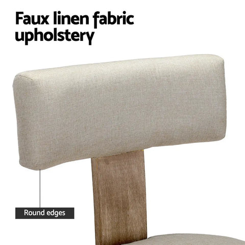 Artiss Dining Chairs Set of 2 Linen Fabric Wooden Beige Chez Guru