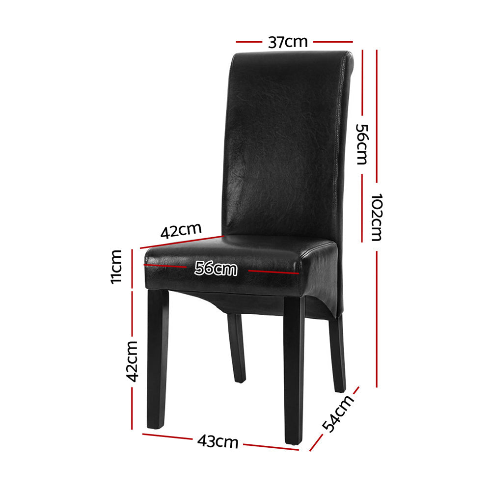 Artiss Dining Chairs Set of 2 Leather Parsons Chair Black Chez Guru