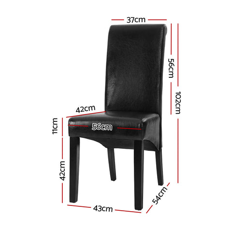 Artiss Dining Chairs Set of 2 Leather Parsons Chair Black Chez Guru