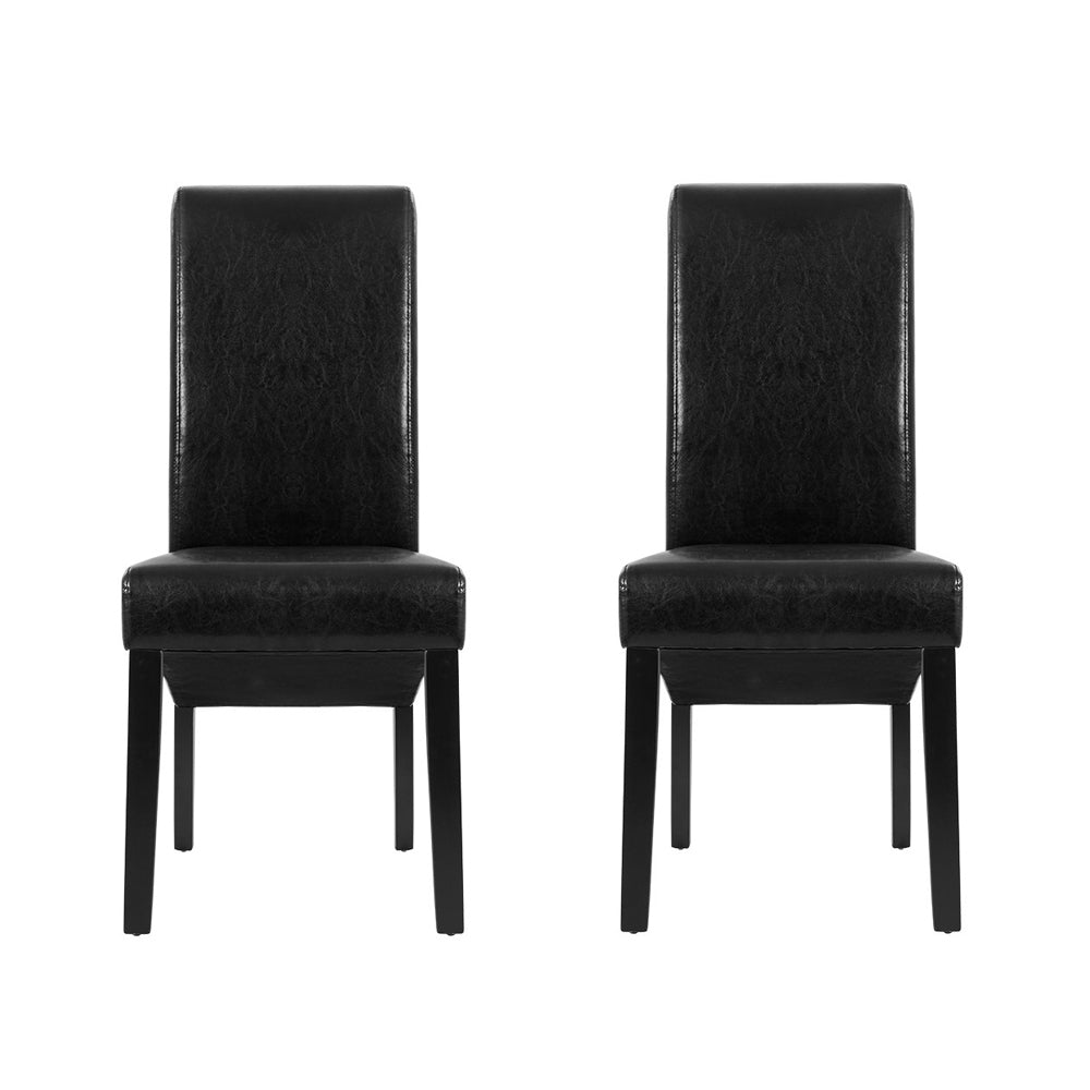 Artiss Dining Chairs Set of 2 Leather Parsons Chair Black Chez Guru
