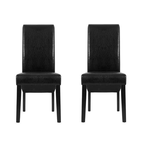 Artiss Dining Chairs Set of 2 Leather Parsons Chair Black Chez Guru
