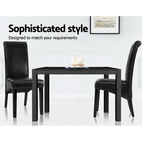 Artiss Dining Chairs Set of 2 Leather Parsons Chair Black Chez Guru