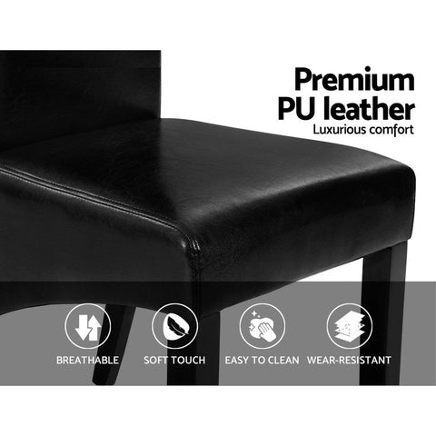 Artiss Dining Chairs Set of 2 Leather Parsons Chair Black Chez Guru