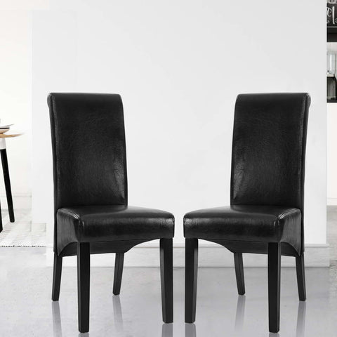 Artiss Dining Chairs Set of 2 Leather Parsons Chair Black Chez Guru